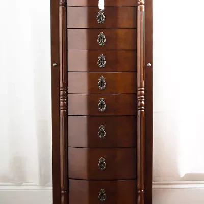 Hives And Honey Robyn Lockable Walnut Jewelry Armoire