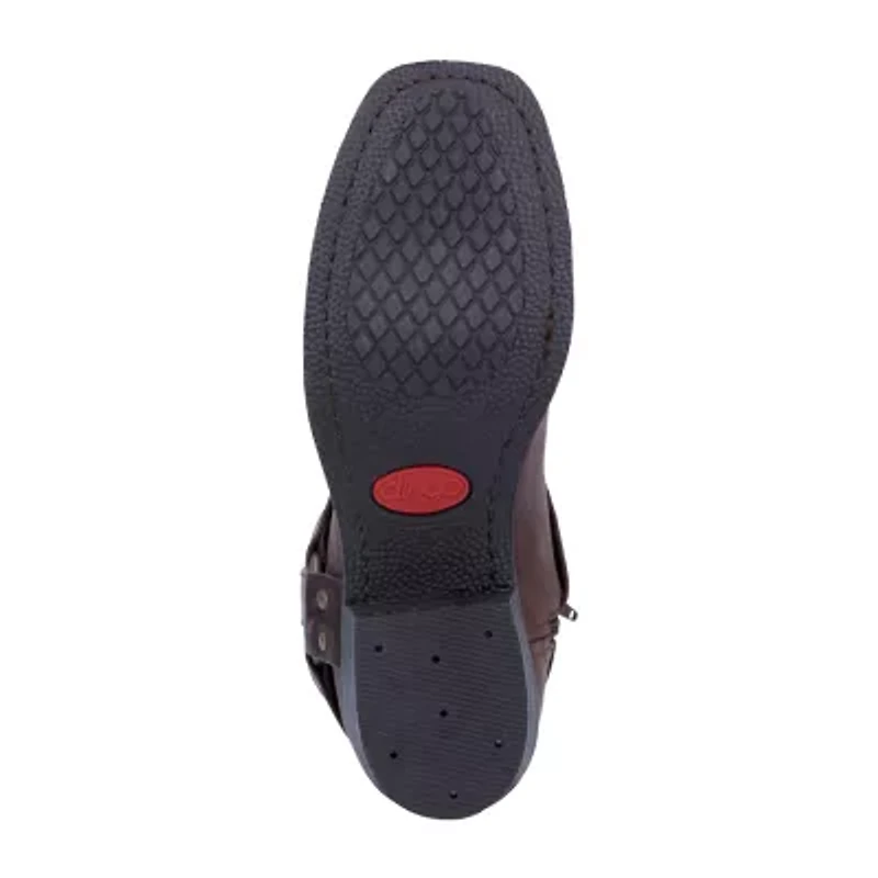 Dingo Mens Block Heel Motorcycle Boots Rev Up