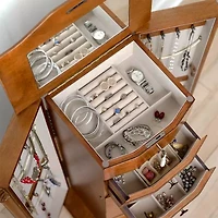 Hives And Honey Antoinette Lockable Walnut Jewelry Armoire