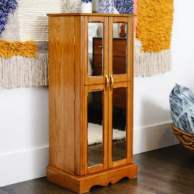 Hives And Honey Chelsea Walnut Mirrored Jewelry Armoire