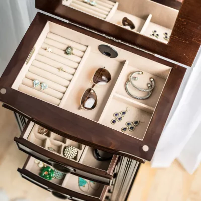 Hives And Honey Hillary Walnut Jewelry Armoire
