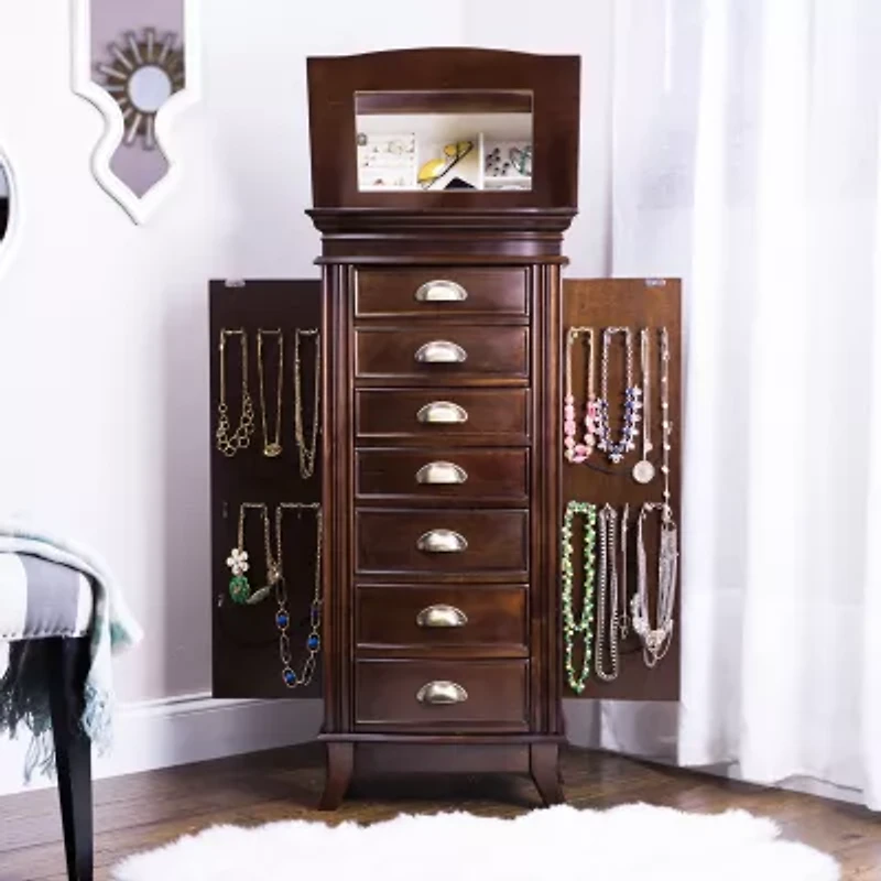 Hives And Honey Hillary Walnut Jewelry Armoire