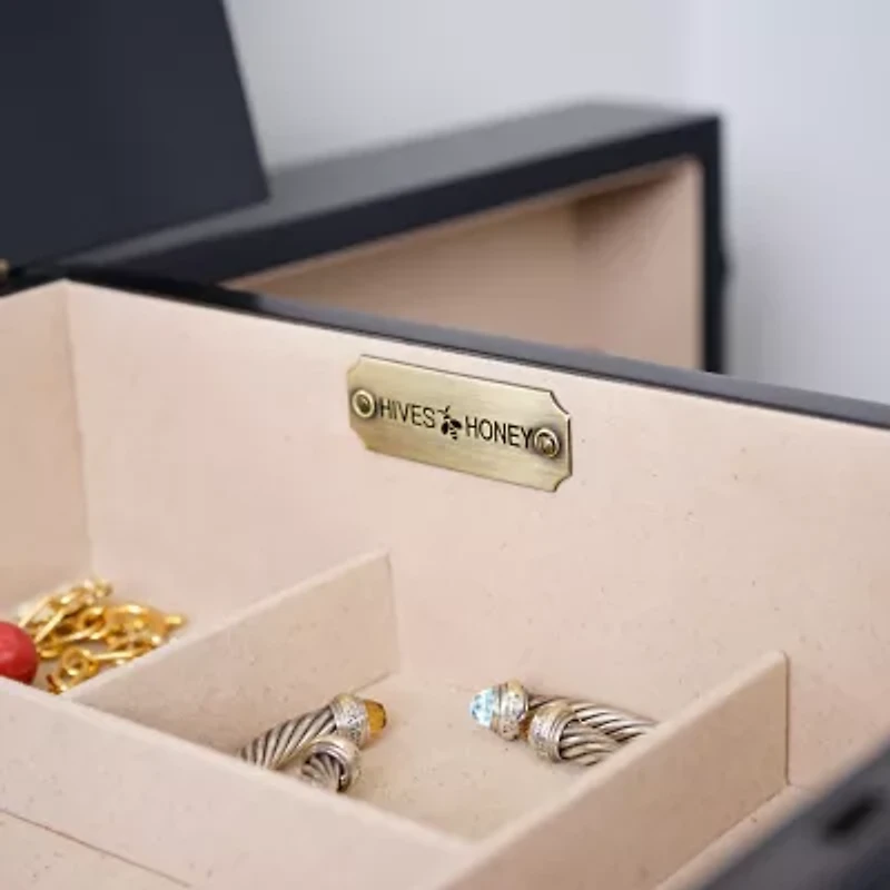 Hives And Honey Louie Lockable Oak Jewelry Armoire