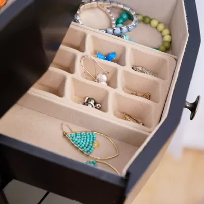 Hives And Honey Louie Lockable Oak Jewelry Armoire