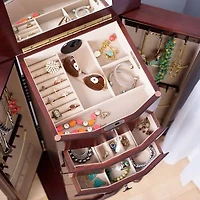 Hives And Honey Louis Lockable Cherry Jewelry Armoire