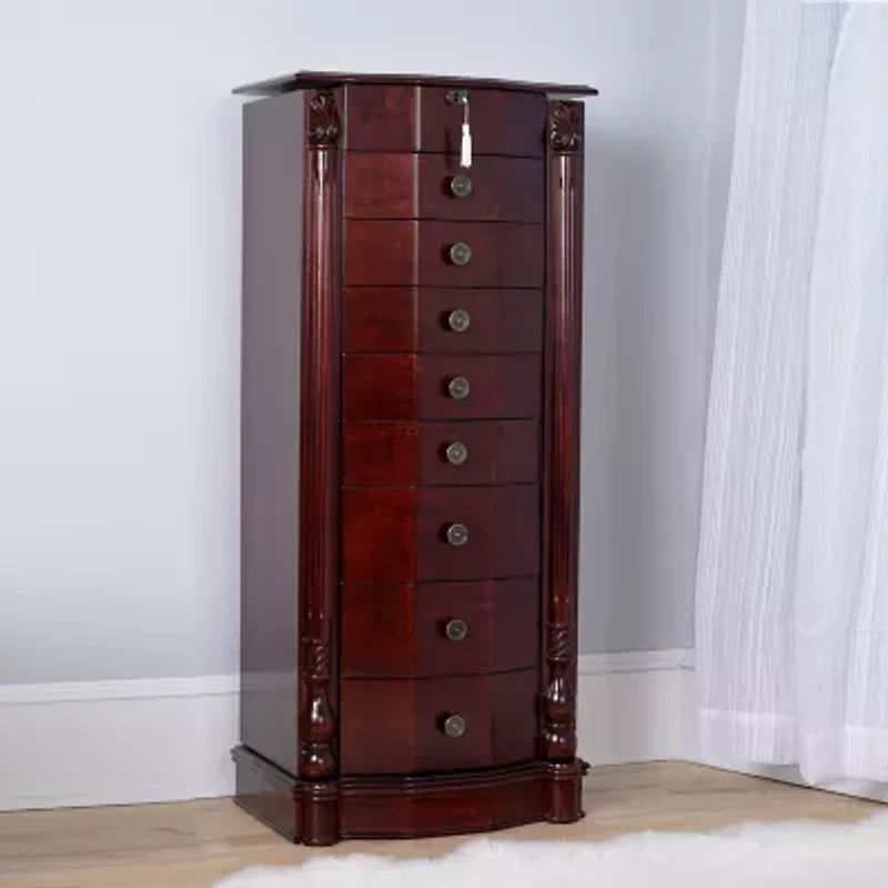 Hives And Honey Louis Lockable Cherry Jewelry Armoire