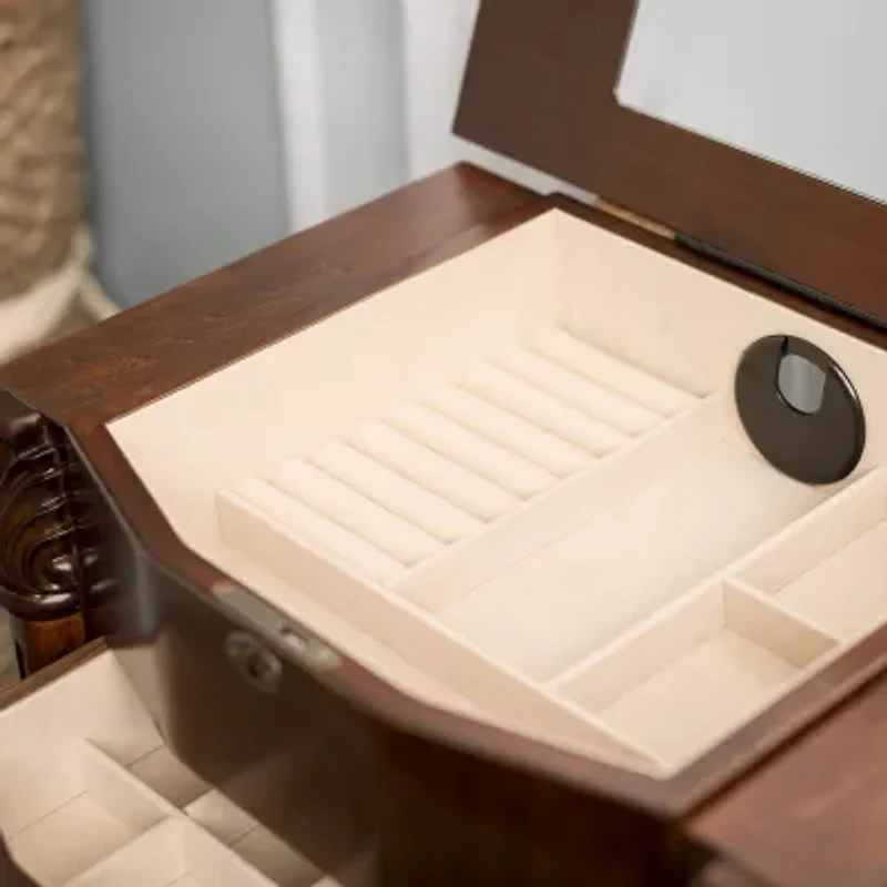 Hives And Honey Louis Lockable Walnut Jewelry Armoire