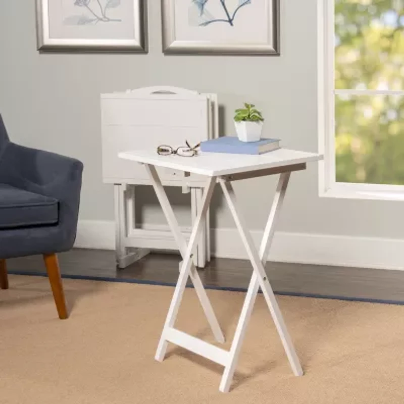 Maurine Farmhouse 4-pc. TV Tray Tables with Stand