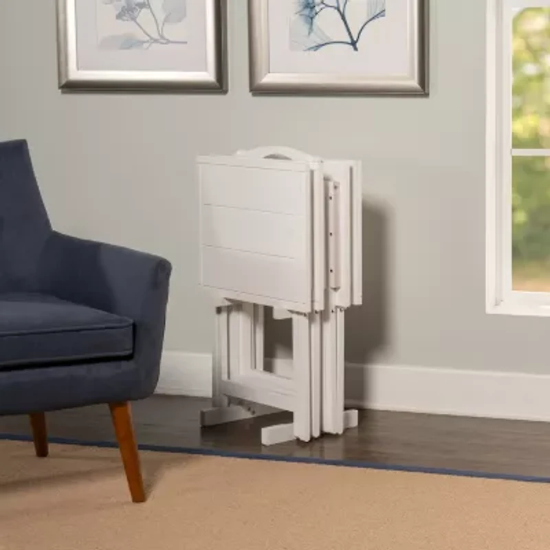 Maurine Farmhouse 4-pc. TV Tray Tables with Stand