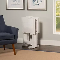 Maurine Farmhouse 4-pc. TV Tray Tables with Stand