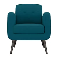 Kingston Mid-Century Modern Accent Armchair Linen with Legs an Espresso Finish
