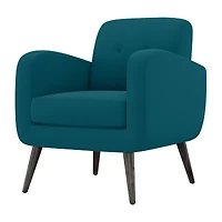 Kingston Mid-Century Modern Accent Armchair Linen with Legs an Espresso Finish