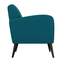 Kingston Mid-Century Modern Accent Armchair Linen with Legs an Espresso Finish