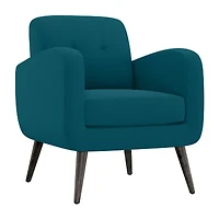 Kingston Mid-Century Modern Accent Armchair Linen with Legs an Espresso Finish