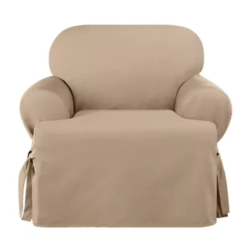 Sure Fit Heavy Weight Cotton Canvas T-Cushion Chair Slipcover