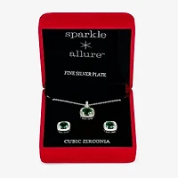 Sparkle Allure Light Up Box Womens Cubic Zirconia Pure Silver Over Brass Round 2-pc. Jewelry Set
