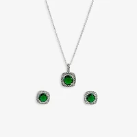 Sparkle Allure Light Up Box Womens Cubic Zirconia Pure Silver Over Brass Round 2-pc. Jewelry Set