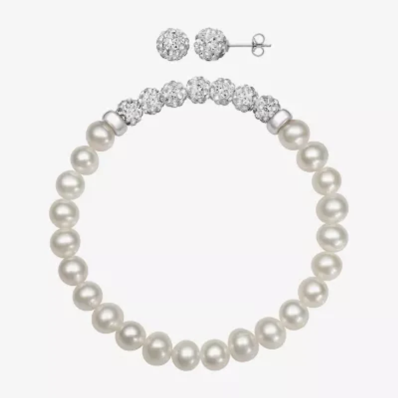 Womens White Cultured Freshwater Pearl Sterling Silver 2-pc. Jewelry Set
