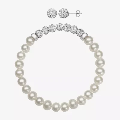 Womens White Cultured Freshwater Pearl Sterling Silver -pc. Jewelry Set