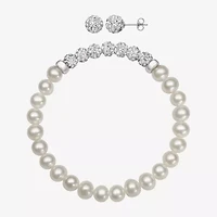 Womens White Cultured Freshwater Pearl Sterling Silver 2-pc. Jewelry Set