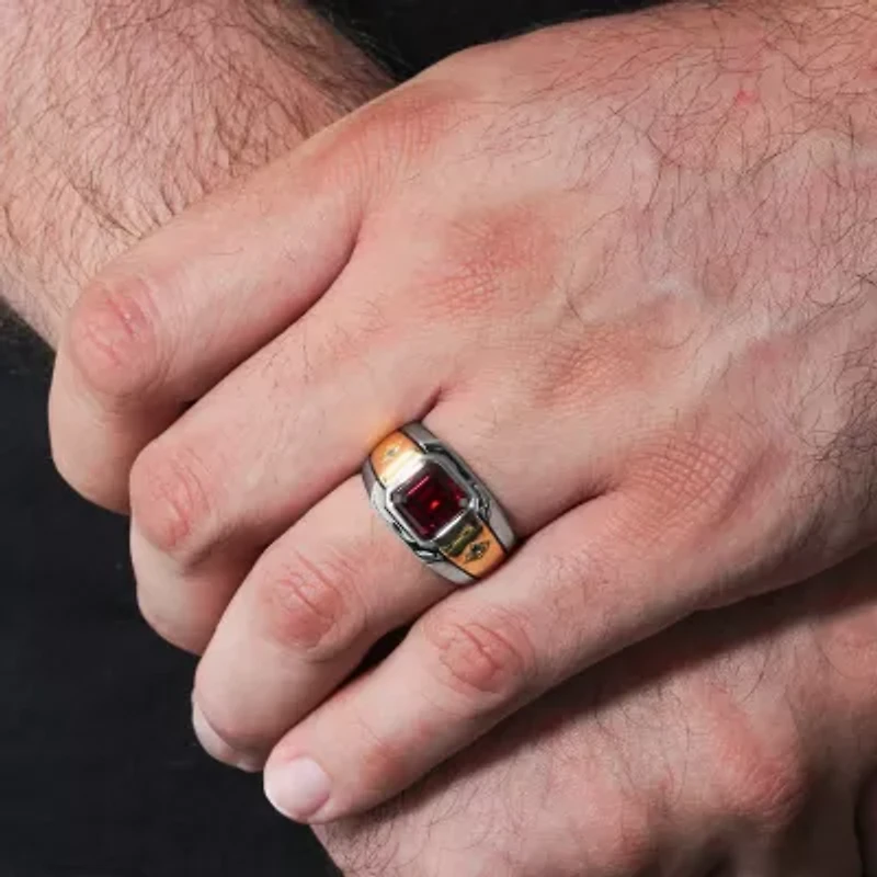 Mens Lab-Created Gemstone & White Sapphire Ring
