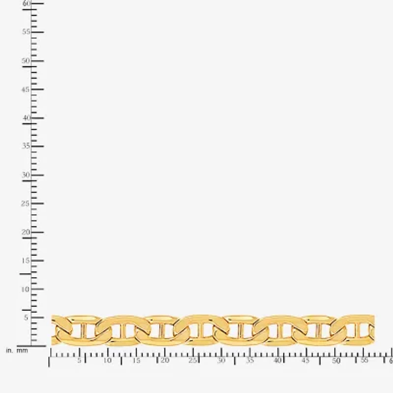 Made in Italy Mens 10K Gold Semisolid Link Chain Bracelet