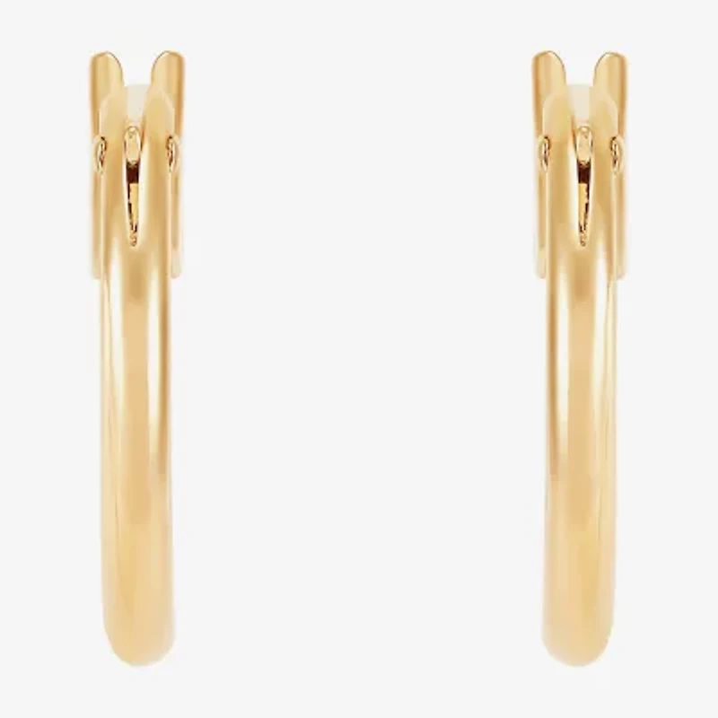 Womens 14K Gold 12mm Round Hoop Earrings