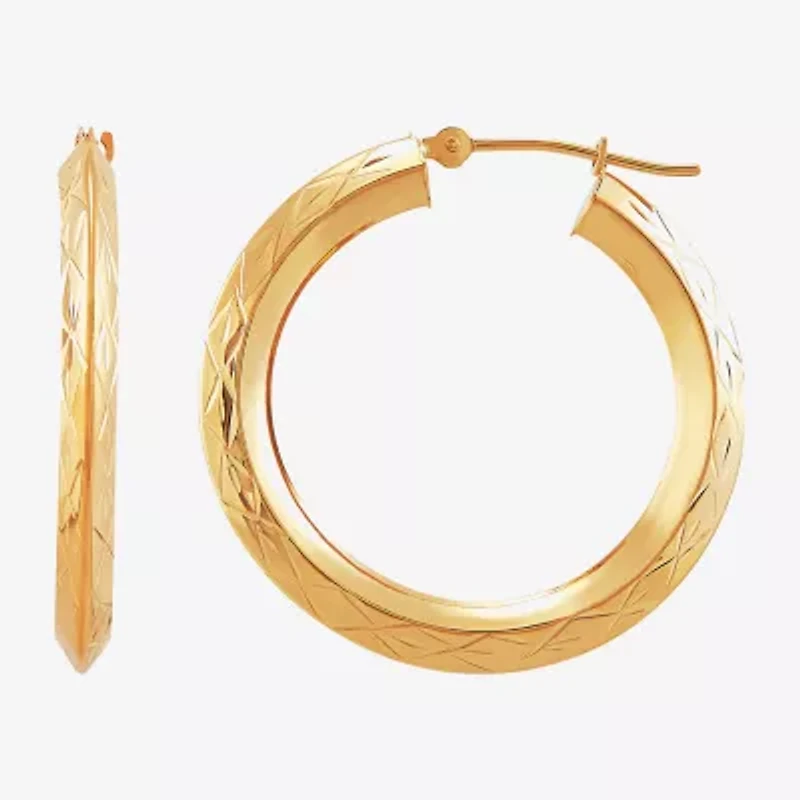 14K Gold Star-Cut Hoop Earrings