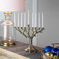 Northlight 11.5" Brass Menorah Candle Holder