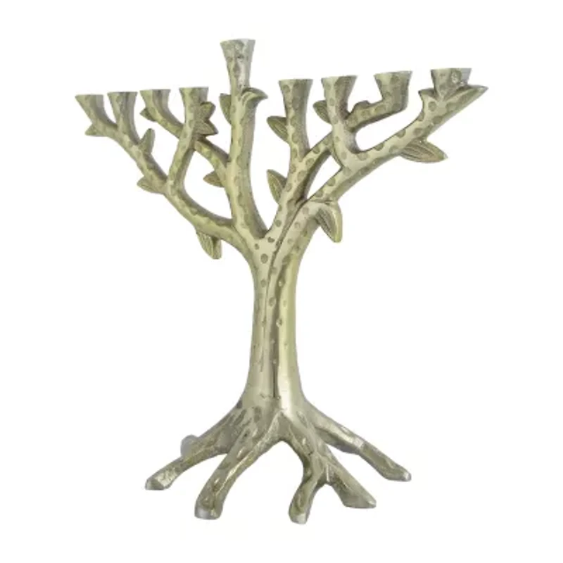 Northlight 11.5" Brass Menorah Candle Holder