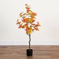 Nearly Natural 4' Orange Maple Artificial Tree