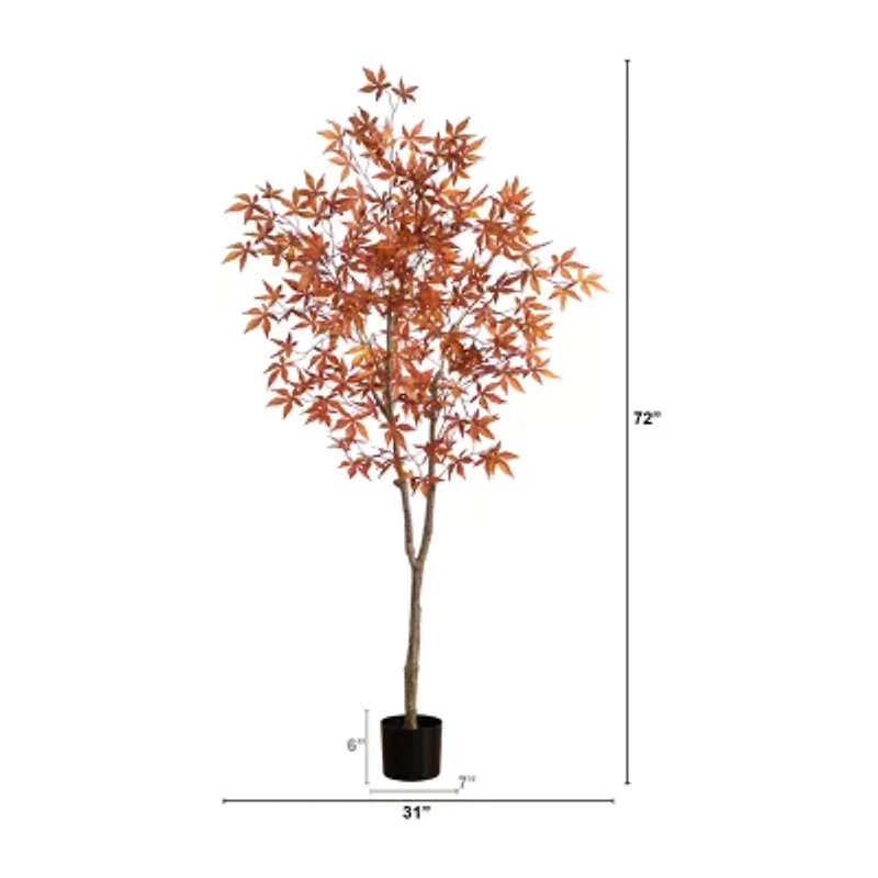 Nearly Natural 6' Orange Japanese Maple Artificial Tree