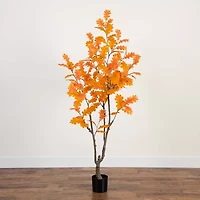 Nearly Natural 6' Orange Oak Artificial Tree
