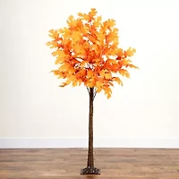 Nearly Natural 6' Orange Prelit Maple Lighted Indoor Artificial Tree
