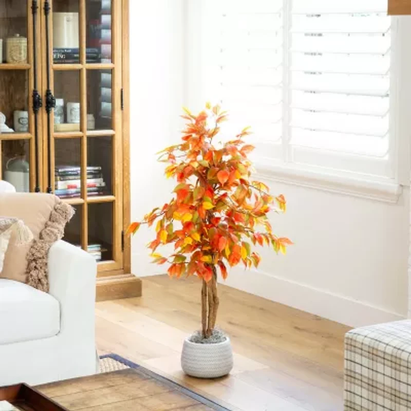 Nearly Natural 3' Orange Ficus Indoor Artificial Tree