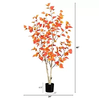 Nearly Natural 4' Orange Autumn Birch Indoor Artificial Tree