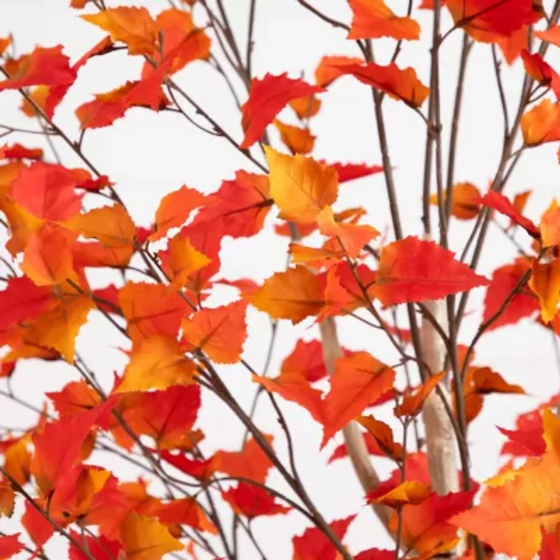 Nearly Natural 8' Orange Autumn Birch Artificial Tree