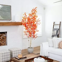 Nearly Natural 9' Orange Autumn Birch Artificial Tree