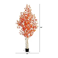 Nearly Natural 9' Orange Autumn Birch Artificial Tree