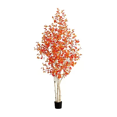 Nearly Natural 9' Orange Autumn Birch Artificial Tree