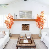 Nearly Natural 9' Orange Autumn Birch Artificial Tree