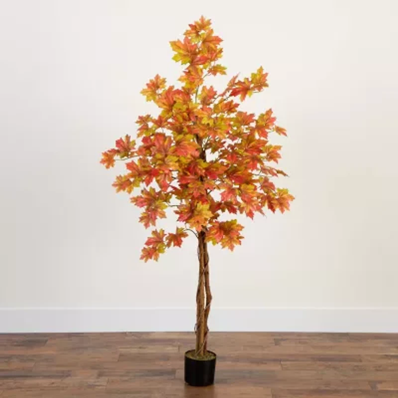 Nearly Natural 5'  Autumn Deluxe Maple Artificial Tree