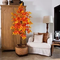 Nearly Natural 6'  Autumn Deluxe Maple Artificial Tree