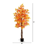 Nearly Natural 6'  Autumn Deluxe Maple Artificial Tree