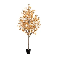 Nearly Natural 8' Orange Autumn Eucalyptus Artificial Tree