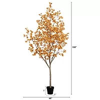 Nearly Natural 9' Orange Autumn Eucalyptus Artificial Tree