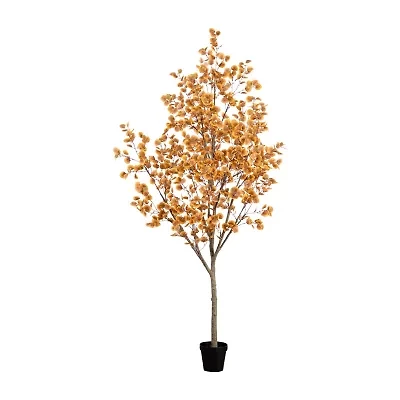 Nearly Natural 9' Orange Autumn Eucalyptus Artificial Tree