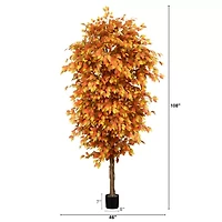 Nearly Natural 9' Orange Autumn Ficus Artificial Tree