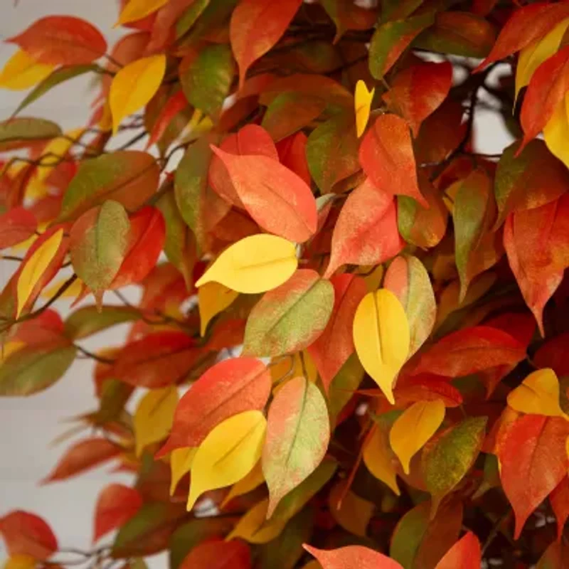 Nearly Natural 9' Orange Autumn Ficus Artificial Tree
