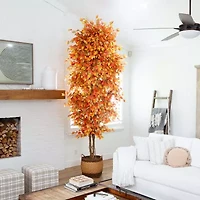 Nearly Natural 10' Orange Autumn Ficus Artificial Tree